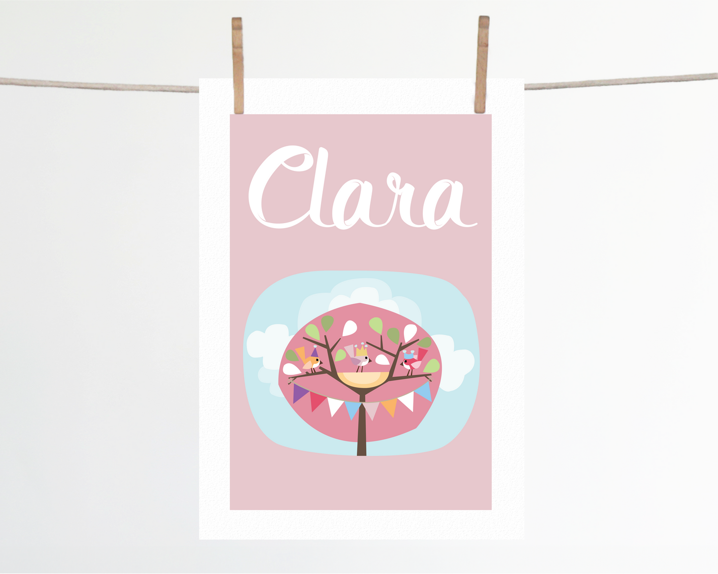 Little Pink Tree Party Name Print