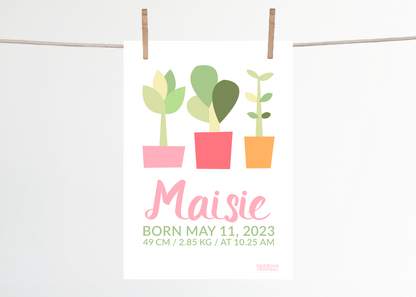 My Little Garden Birth Print