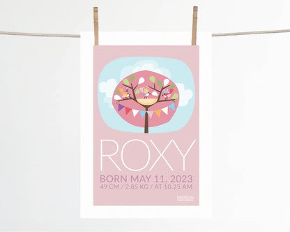 Little Pink Tree Party Birth Print