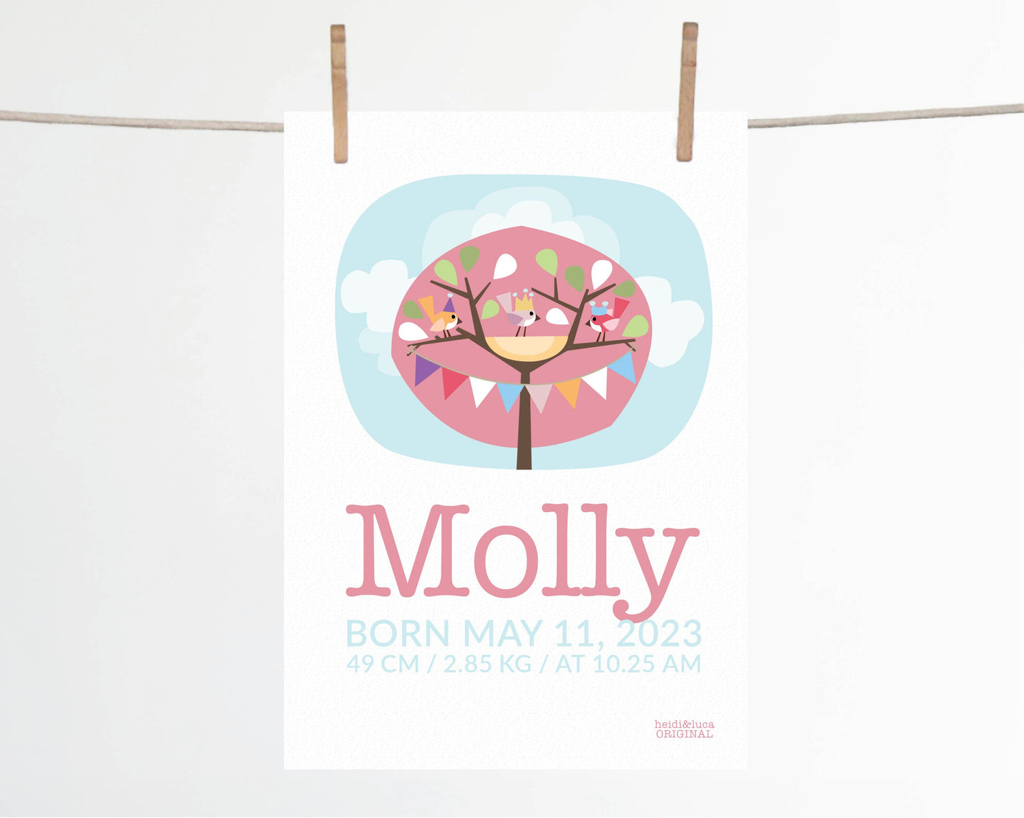 Little Pink Tree Party Birth Print