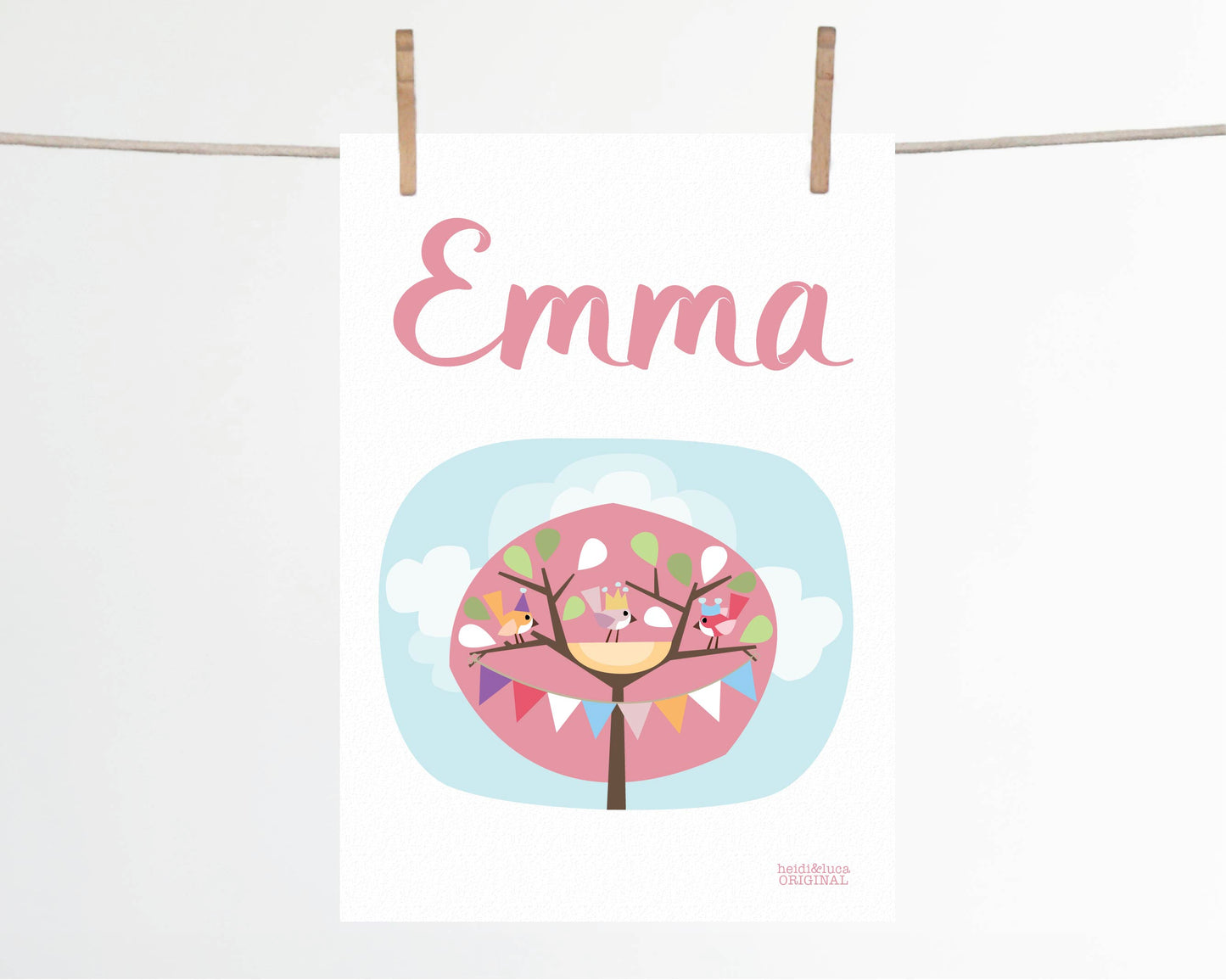 Little Pink Tree Party Name Print