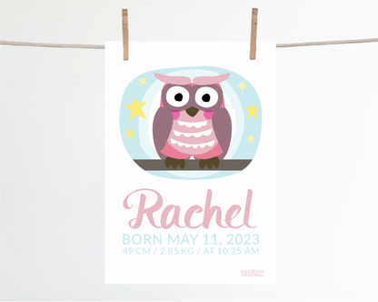 Cooky Owl Birth Print