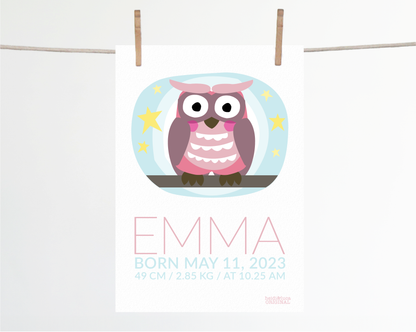 Cooky Owl Birth Print